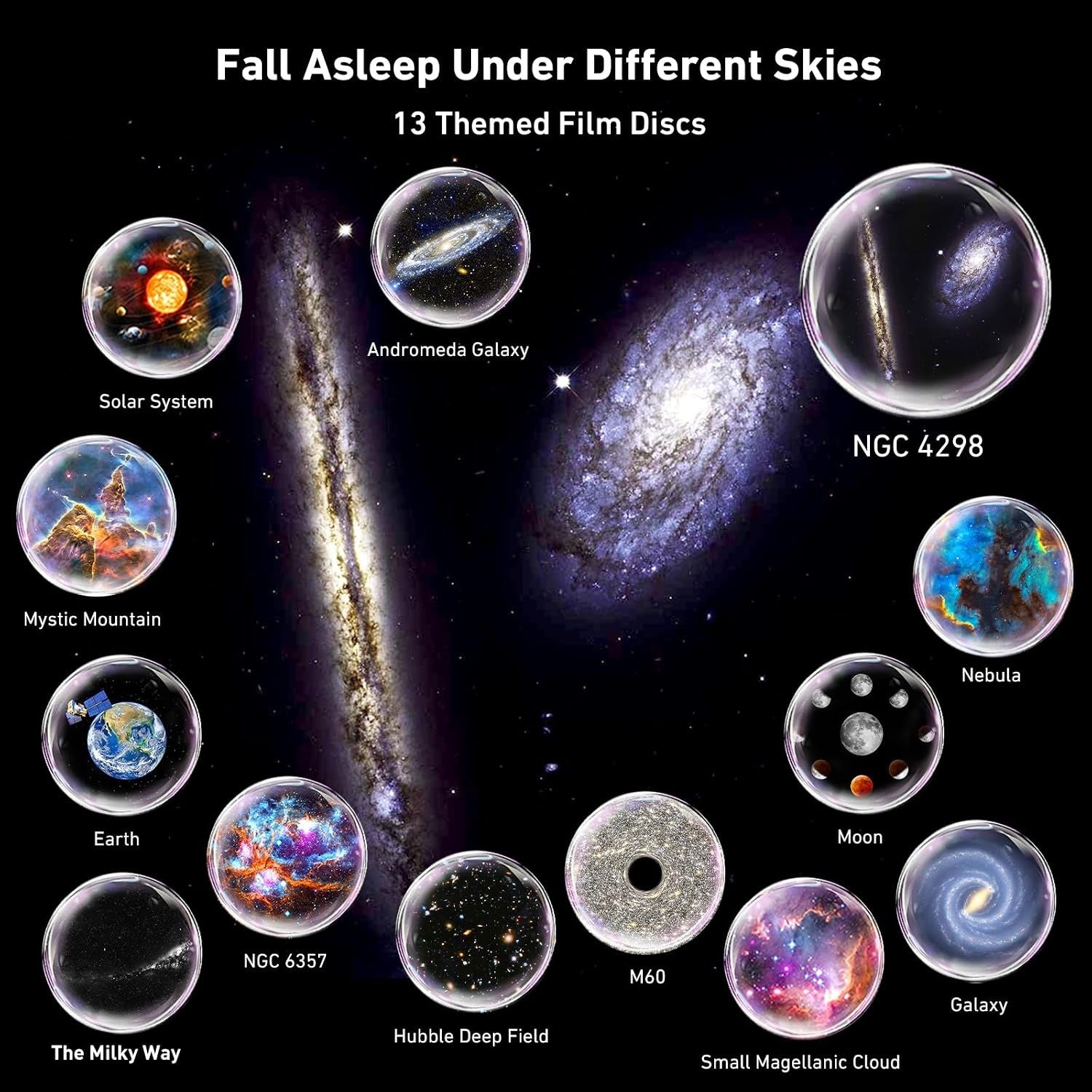 Galaxy Projector, 13 in 1 Home Planetarium Star Light Projector for Bedroom 360° Rotating Mist Lamp Starry Sky Night Light with 12 Solar System