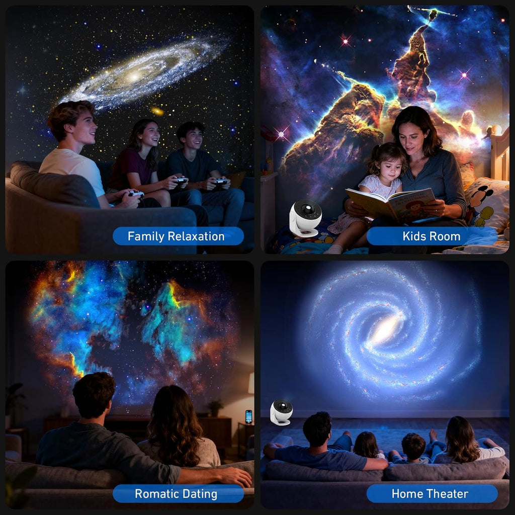 Galaxy Projector, 13 in 1 Home Planetarium Star Light Projector for Bedroom 360° Rotating Mist Lamp Starry Sky Night Light with 12 Solar System